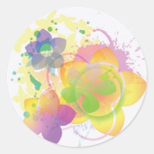 Stropdas geverfde bloemen 2 ronde sticker