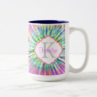 Stropdas-geverfde monogram-retro-Mok Tweekleurige Koffiemok