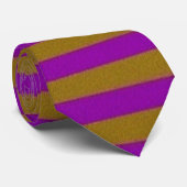 Stropdas. Goud en Paarse strips . Breed horizontaa Stropdas (Opgerold)