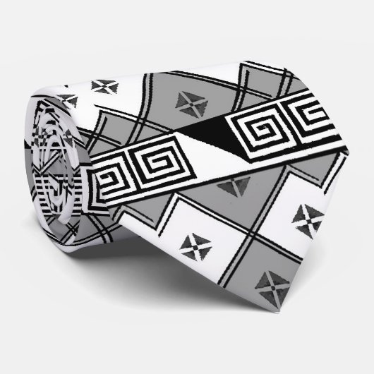 Stropdas  Grieks Print Zwart Wit (Opgerold)