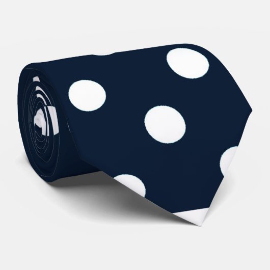 Stropdas grote marinedots en witte pokadots (Opgerold)