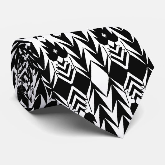 Stropdas  Indische Print Zwart Wit (Opgerold)