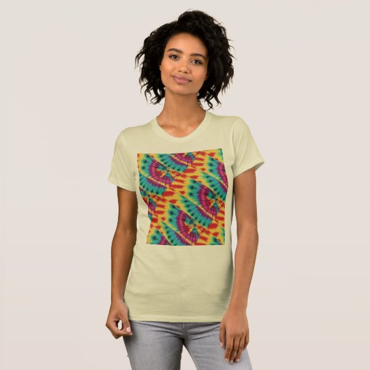 Stropdas-kleurstof gemengd tot geel Paarse turkooi T-shirt (Voorkant volledig)