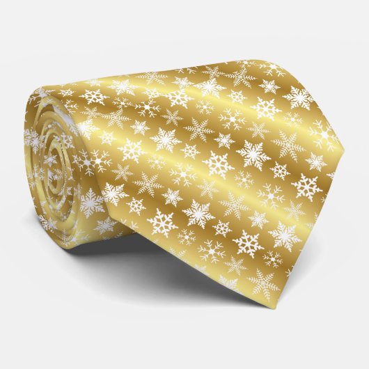 Stropdas man goudsneeuwvlokken kerstmis stropdas (Opgerold)