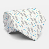 Stropdas Mannen blauw en grijs Retro Forest Trees (Opgerold)
