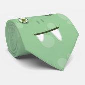 Stropdas Mannen Groene Monster Kawaii Face (Opgerold)
