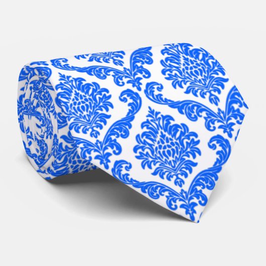 Stropdas met blauw bloemmotief (Opgerold)