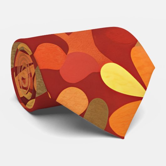 Stropdas met een rode abstracte print (Opgerold)