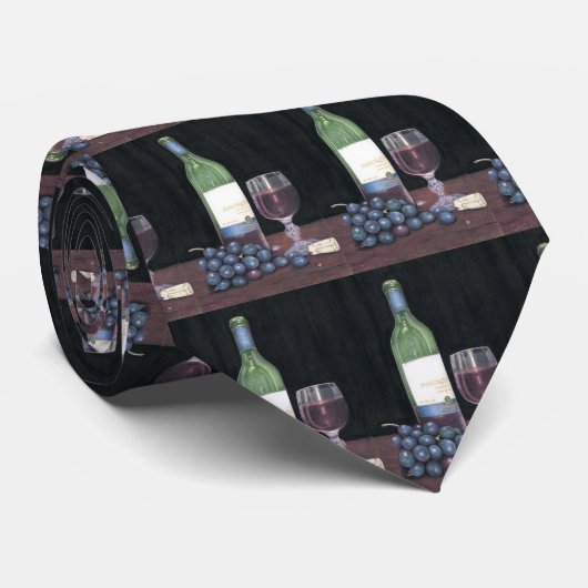 Stropdas met fleswijn en druiven (Opgerold)