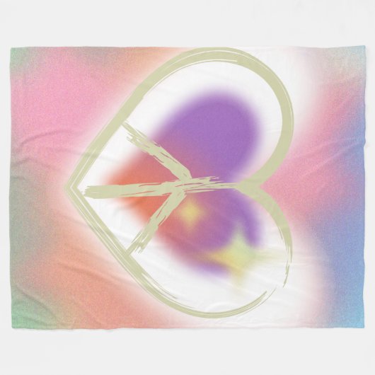 Stropdas met geverfd hart vredesbord fleece deken (Voorkant (Horizontaal))