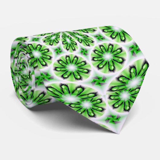 Stropdas met groen-wit geweldige abstract ontwerp (Opgerold)