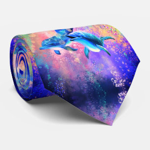 Stropdas met het Happy Dolphin-paar - schilderen