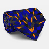 Stropdas met oranje en blauwe diamanten (Opgerold)