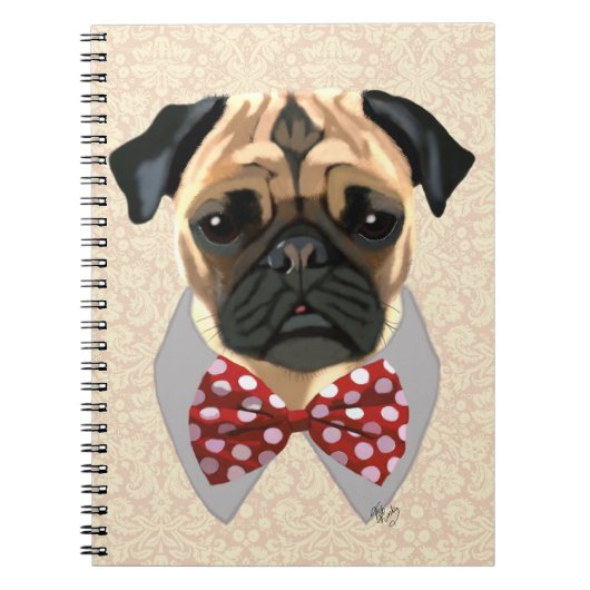 Stropdas met rode en witte pootjes notitieboek (Voorkant)