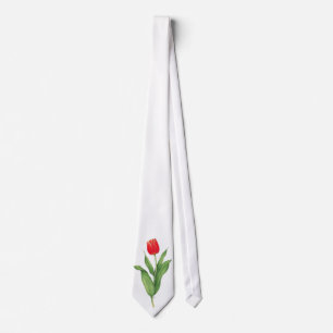 Stropdas met rode tulpen