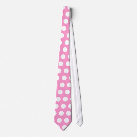 Stropdas met roze en witte poka dot (Voorkant)