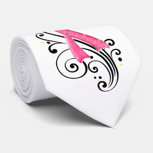 Stropdas met scrollen/roze lint (Opgerold)