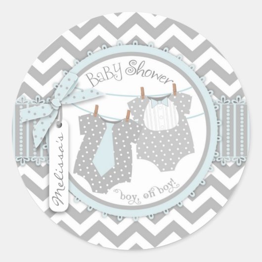 Stropdas met twee dozen Stropdas Chevron Print Bab Ronde Sticker (Voorkant)