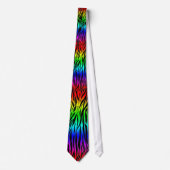 Stropdas met Zebra Print RAINBOW NEON RAVE (Voorkant)