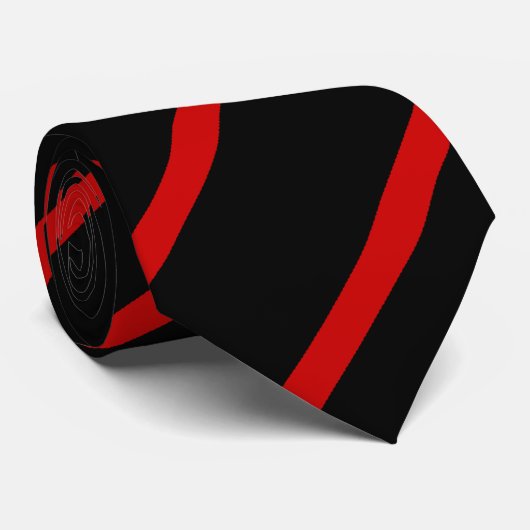Stropdas met zwarte en rode streep (Opgerold)
