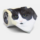 Stropdas met zwarte en witte kat (Opgerold)