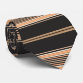 Stropdas met zwarte, tan- en witte streep (Opgerold)