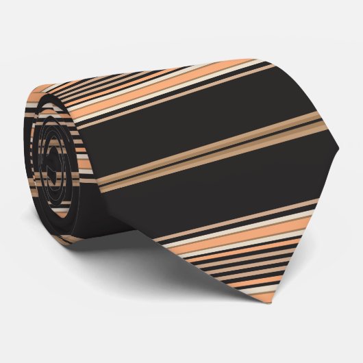 Stropdas met zwarte, tan- en witte streep (Opgerold)
