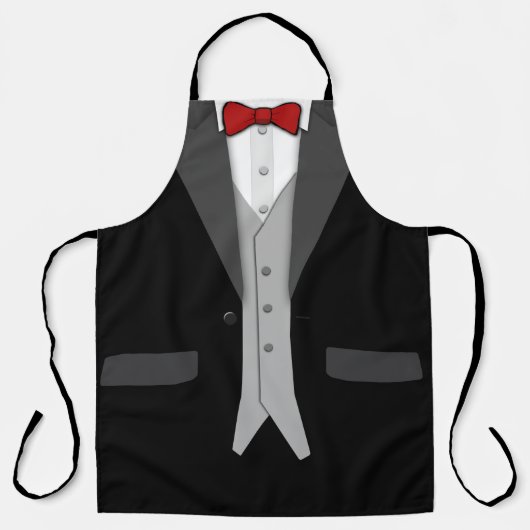 Stropdas met zwarte Tuxedo Red Bow en Vest Schort (Voorkant)