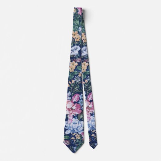 Stropdas Navy Floral (Voorkant)