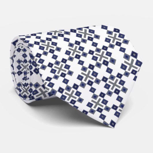 Stropdas Navy Square Pattern (Opgerold)