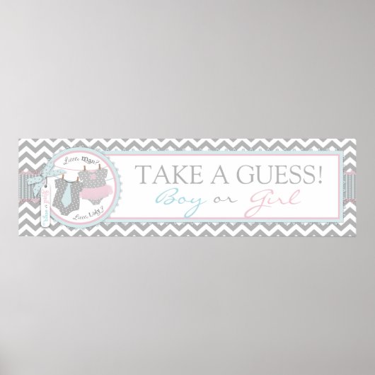 Stropdas of Tutu & Chevron Gender onthulling Party Poster (Voorkant)