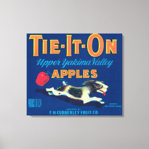 Stropdas op Apple Label (blauw) - Tieton, WA Canvas Afdruk