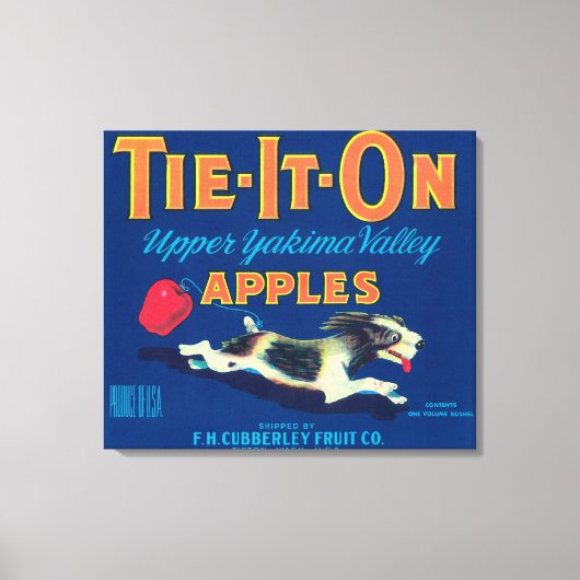 Stropdas op Apple Label (blauw) - Tieton, WA Canvas Afdruk (Voorkant)