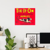 Stropdas op Apple Label (rood) - Tieton, WA Poster (Thuiskantoor)
