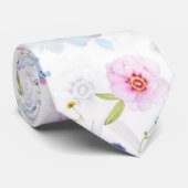 Stropdas Pastel Pink & Blue Flowers (Opgerold)