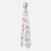 Stropdas Pastel Pink & Blue Flowers (Achterkant)