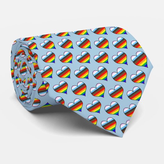 Stropdas Rainbow Heart Pattern (Opgerold)