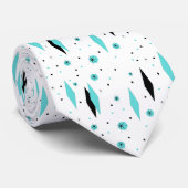 Stropdas Retro Turquoise Diamonds & Starbursts (Opgerold)