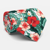 Stropdas rode en roze hibiscus bloemen (Opgerold)