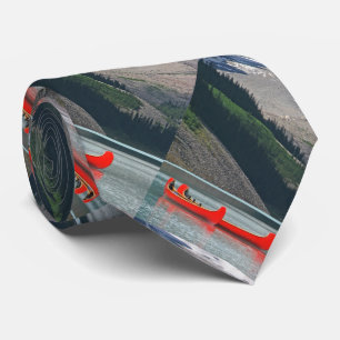 Stropdas, rode kano's, bergen, patroonherten stropdas