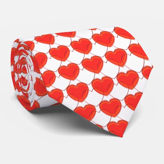 Stropdas - Rood en wit hart (Opgerold)