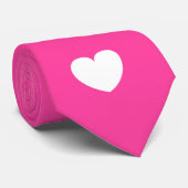 Stropdas roze met wit hart (Opgerold)