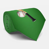 Stropdas sport - Groene achtergrond bij honkbalont (Opgerold)