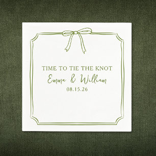 "Stropdas The Knot" Elegante Bow Simple Olive Wedd Servet