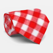 stropdas "USA RED and White Gingham Check" (Opgerold)