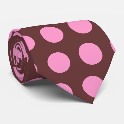 Stropdas van bruine en roze pokadots (Opgerold)