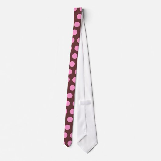 Stropdas van bruine en roze pokadots (Achterkant)