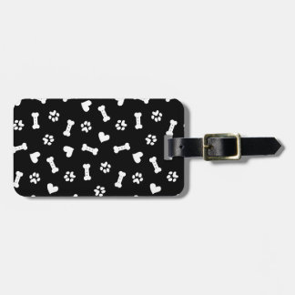 Stropdas van de Hart Dog-poten en bot Black Canvas Bagagelabel