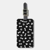 Stropdas van de Hart Dog-poten en bot Black Canvas Bagagelabel (Voorkant verticaal)
