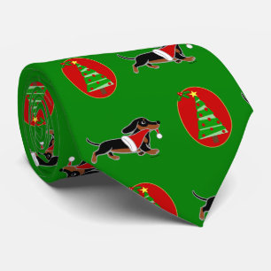 Stropdas van de Zwarte en Tan Dachshund Holiday